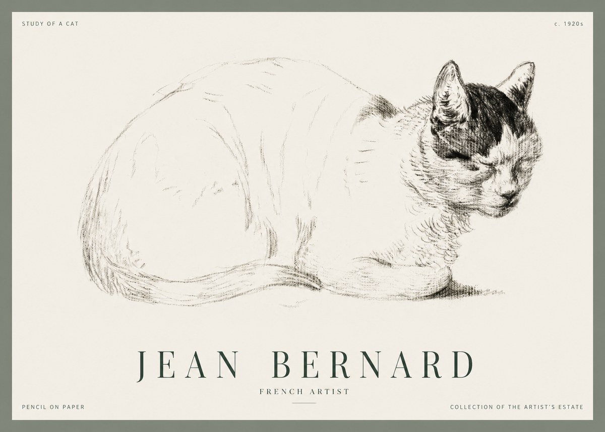 Jean Bernard Study of a Cat III No1 - Poster