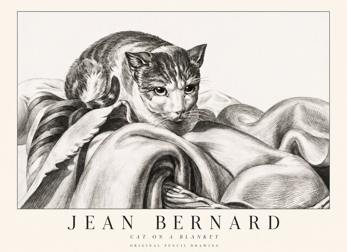 Jean Bernard Cat on a Blanket No1 - Poster
