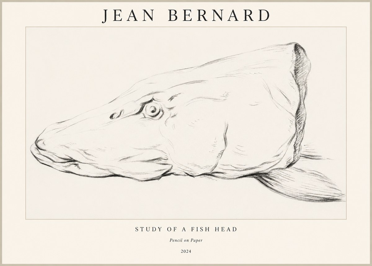 Jean Bernard Study of a Fish Head No1 - Poster