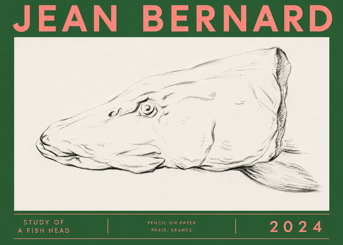 Jean Bernard Study of a Fish Head No4 - Poster
