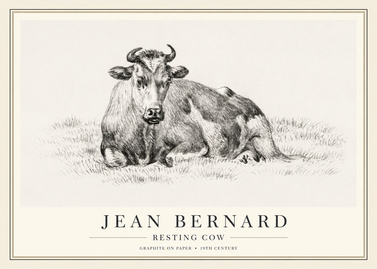 Jean Bernard Resting Cow V No1 - Poster
