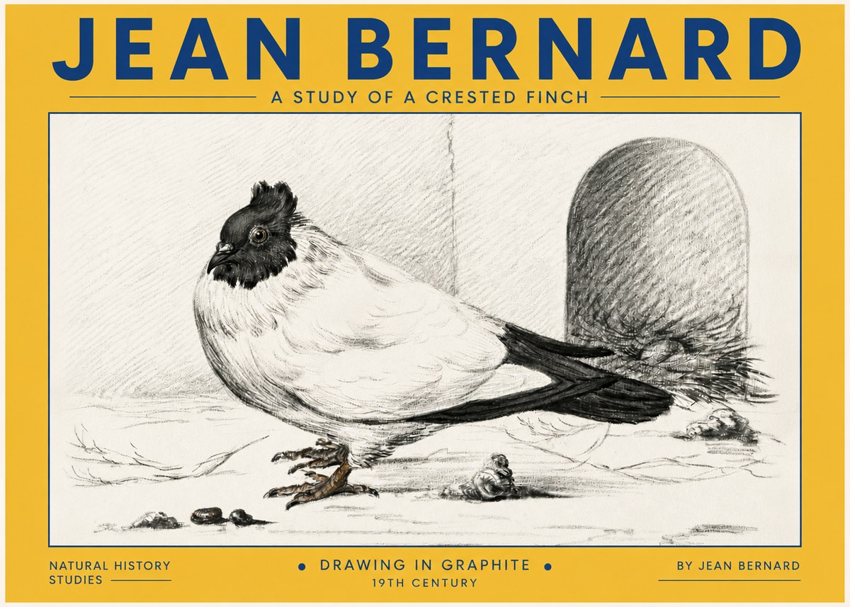Jean Bernard A Study of a Crested Finch No4 - Poster
