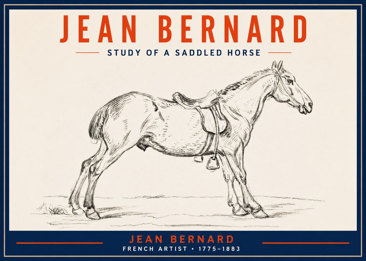 Jean Bernard Study of a Saddled Horse No2 - Poster