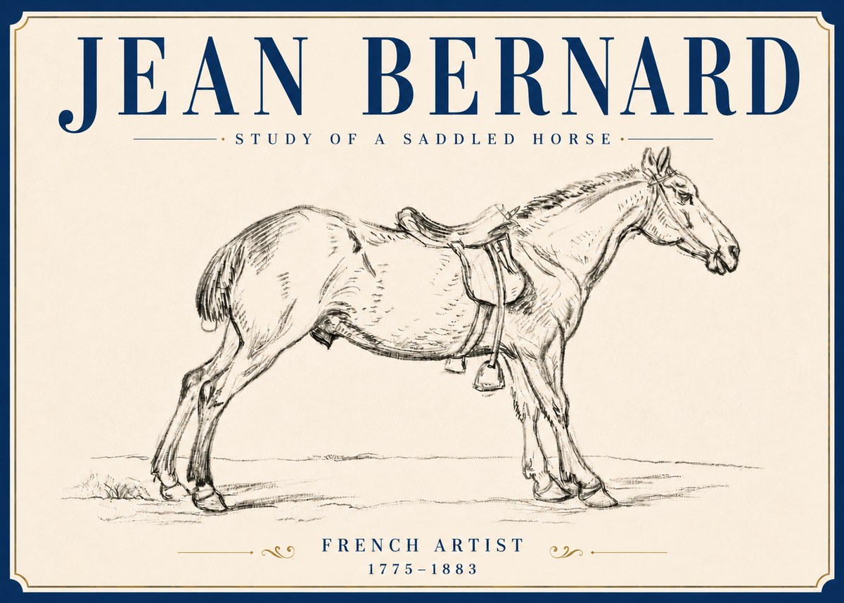 Jean Bernard Study of a Saddled Horse No6 - Poster