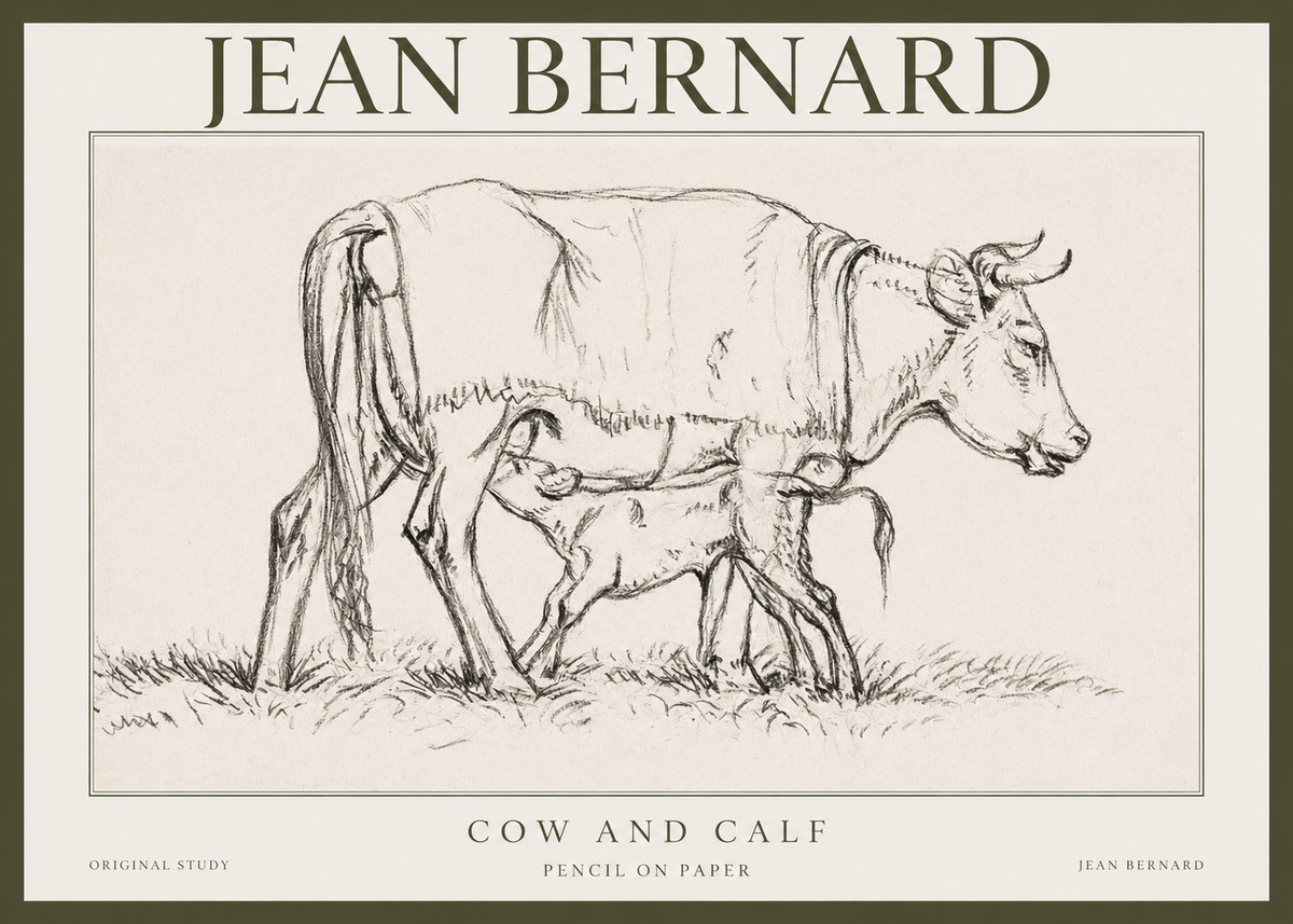 Jean Bernard Cow and Calf II No1 - Poster