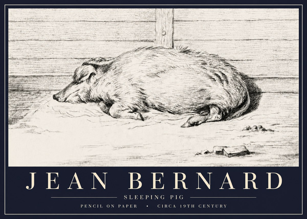 Jean Bernard Sleeping Pig I No6 - Poster