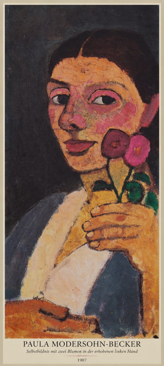Paula Modersohn-Becker Selbstbildnis Mit Zwei Blumen in Der Erhobenen Linken Hand No6 - Poster