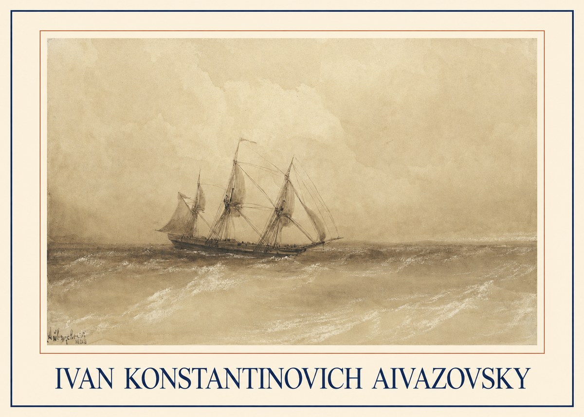 Ivan Konstantinovich Aivazovsky Sailing Ship, 1843 No1 - Poster