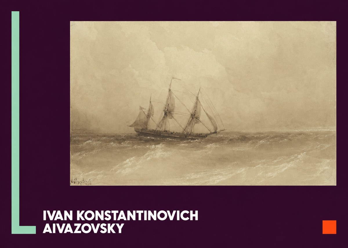 Ivan Konstantinovich Aivazovsky Sailing Ship, 1843 No5 - Poster