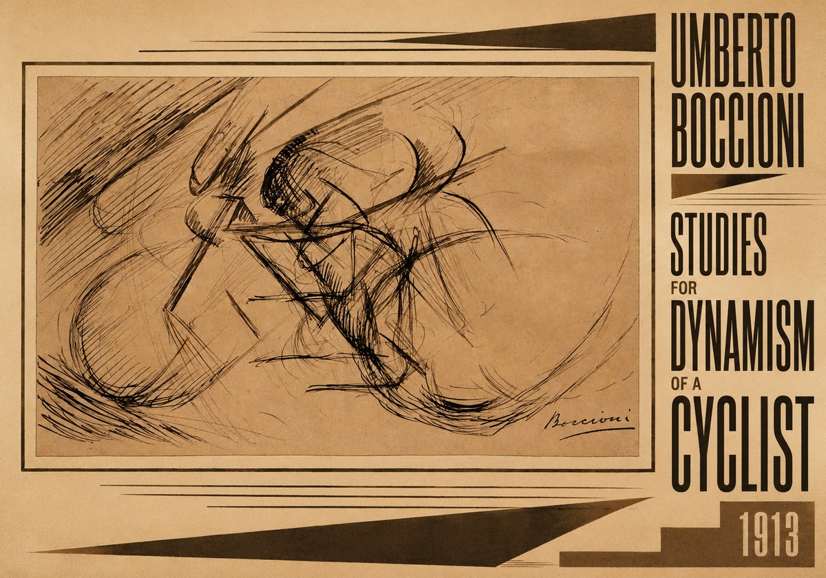 Umberto Boccioni Studies for Dynamism of a Cyclist No5 - Poster