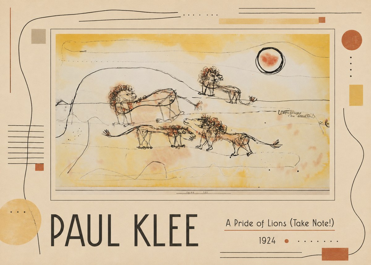 Paul Klee A Pride of Lions (Take Note!) No5 - Poster