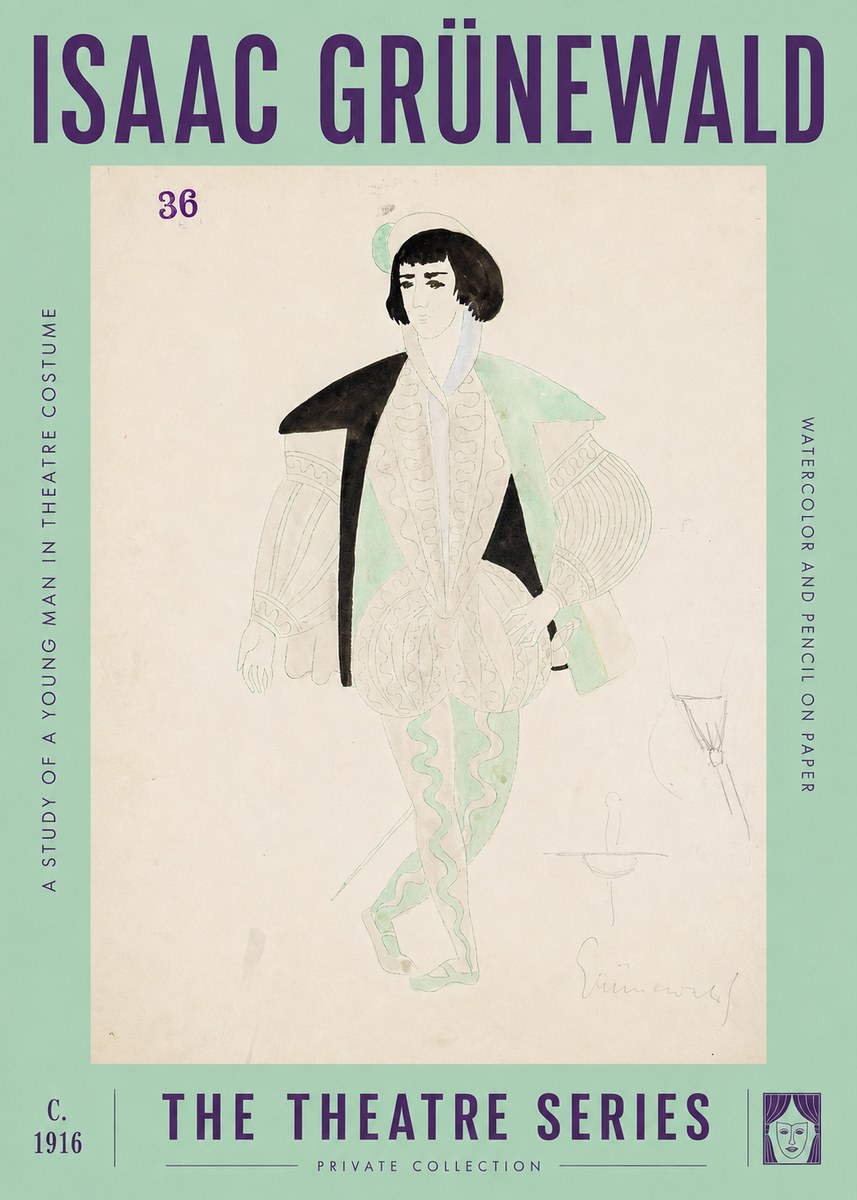 Isaac Grünewald A Study of a Young Man in Theatre Costume No2 - Poster