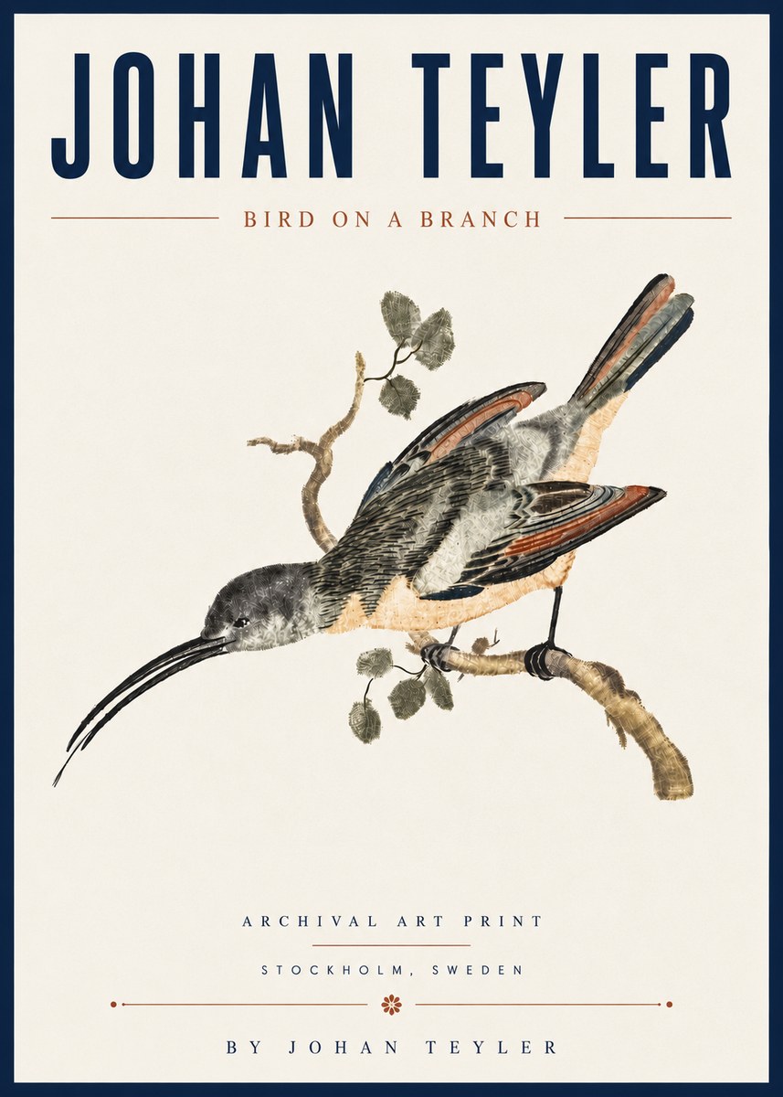 Johan Teyler Bird on a Branch No6 - Poster