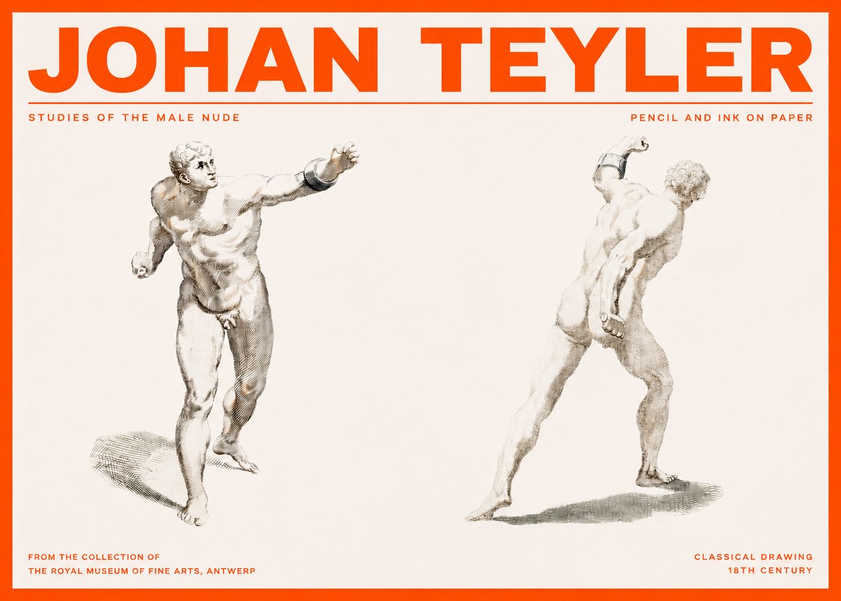 Johan Teyler Studies of the Male Nude No2 - Poster