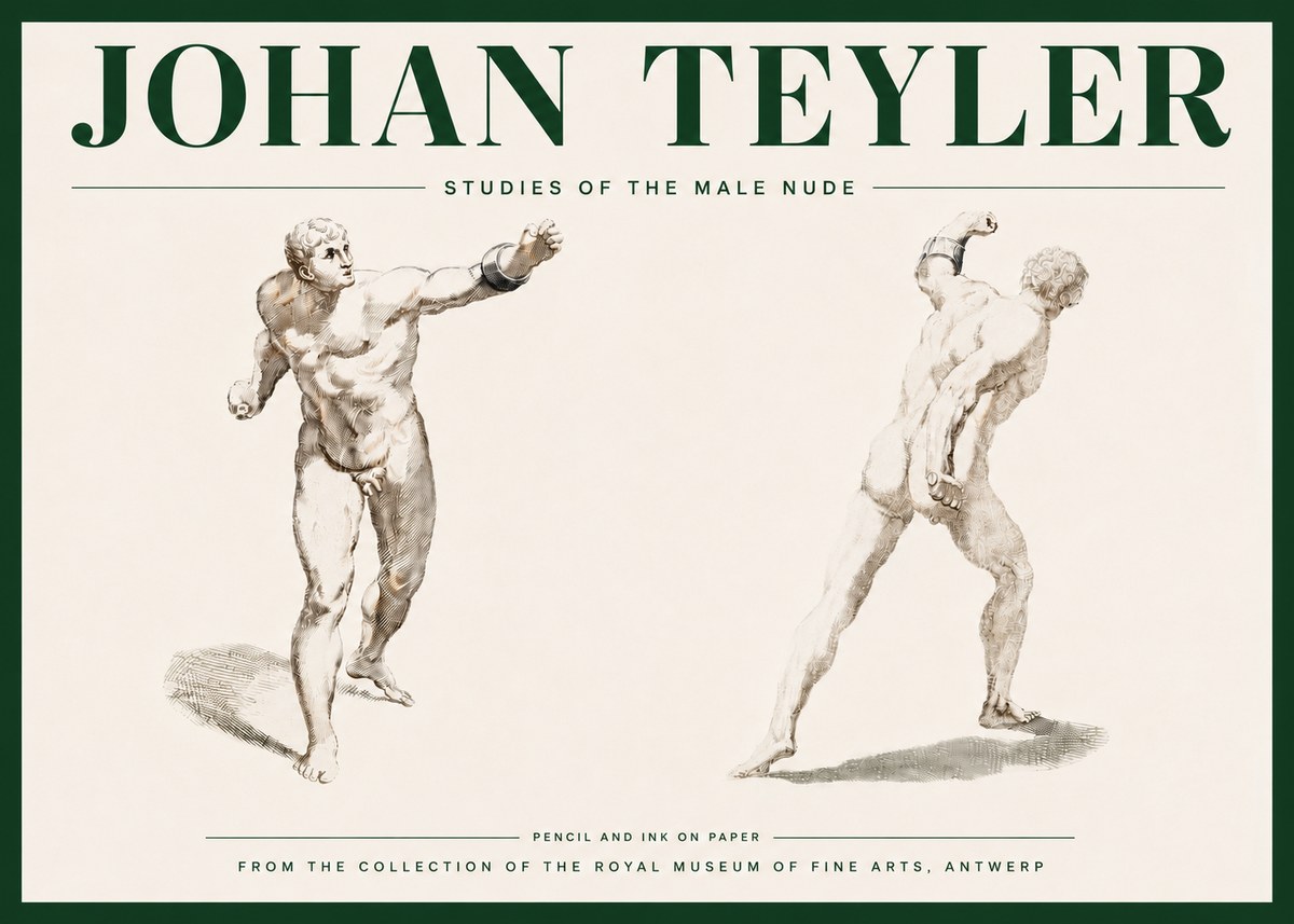 Johan Teyler Studies of the Male Nude No4 - Poster