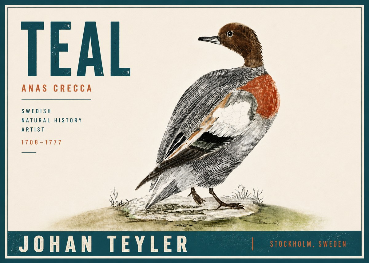 Johan Teyler Teal No5 - Poster
