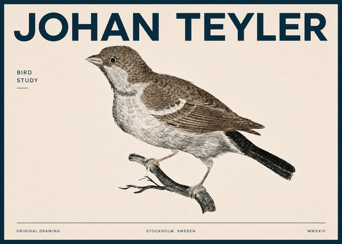 Johan Teyler Bird Study II No4 - Poster