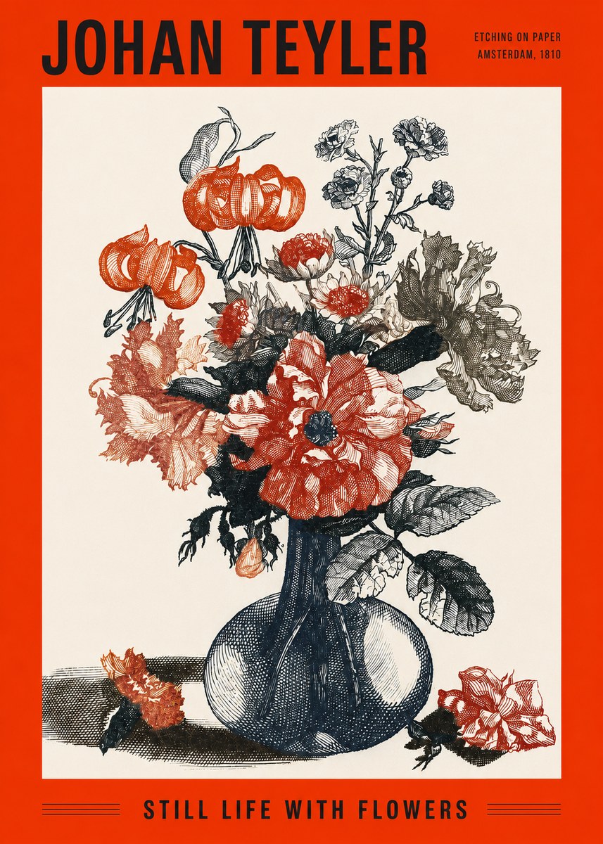 Johan Teyler Still Life with Flowers No2 - Poster