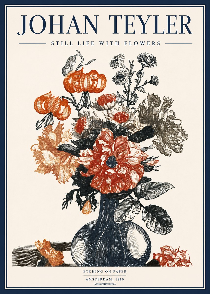 Johan Teyler Still Life with Flowers No3 - Poster