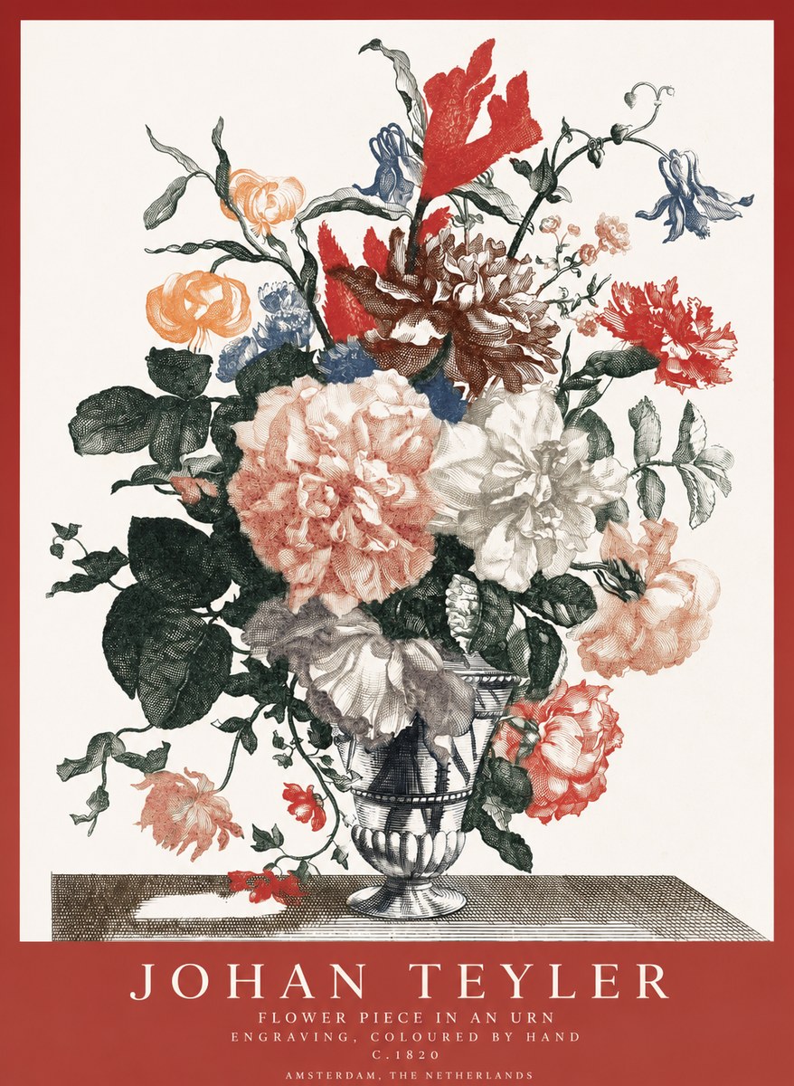 Johan Teyler Flower Piece in an Urn II No1 - Poster
