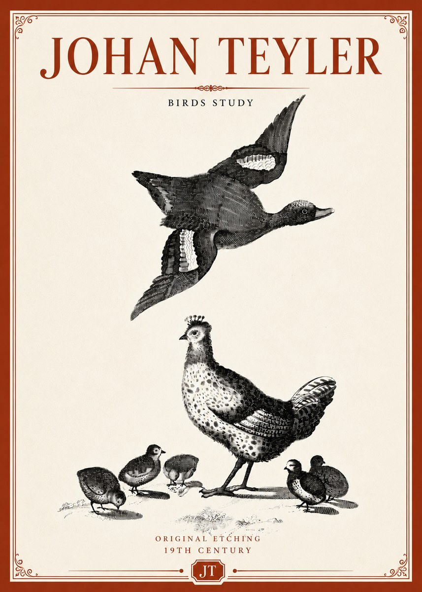Johan Teyler Birds Study No5 - Poster