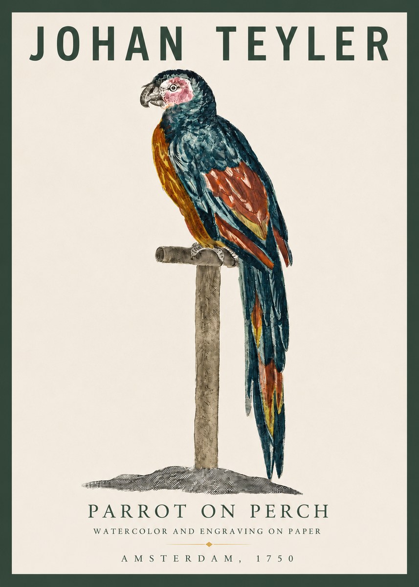 Johan Teyler Parrot on Perch No3 - Poster