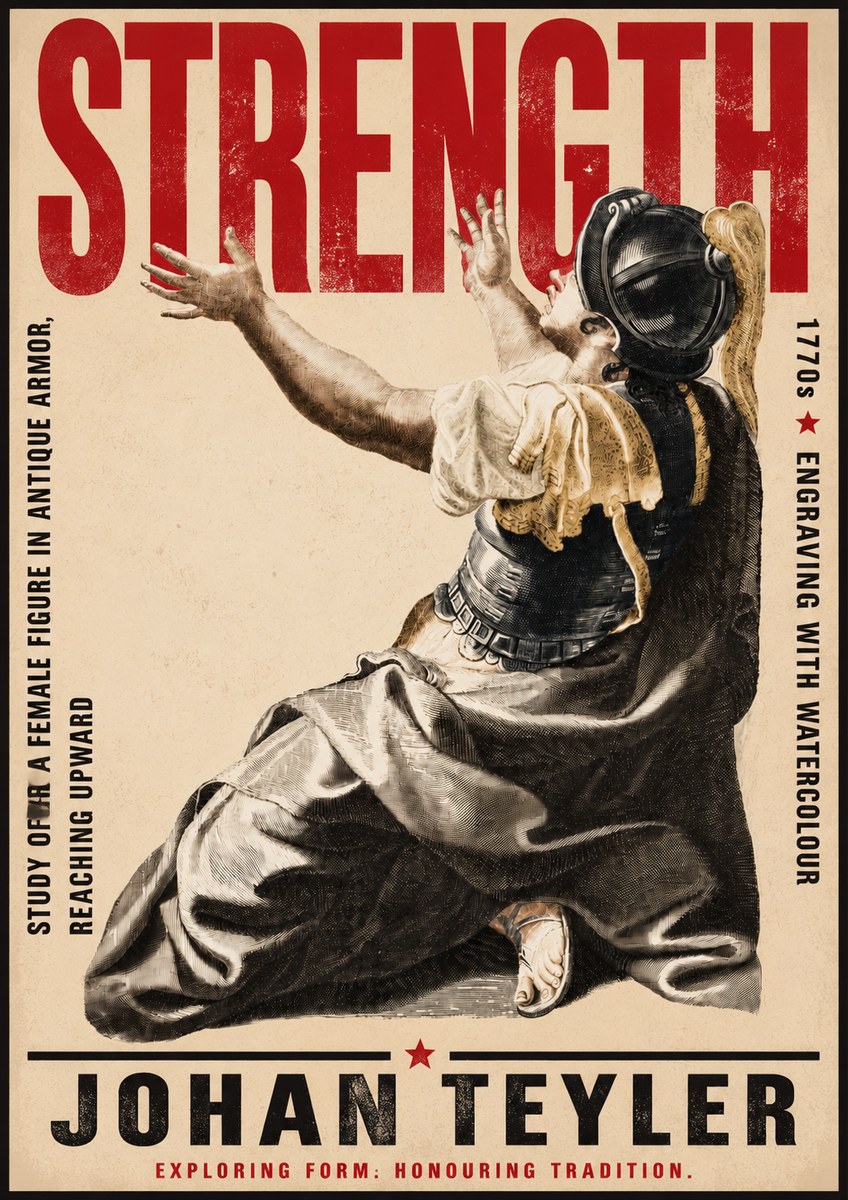 Johan Teyler Study of a Female Figure in Antique Armor, Reaching Upward No5 - Poster
