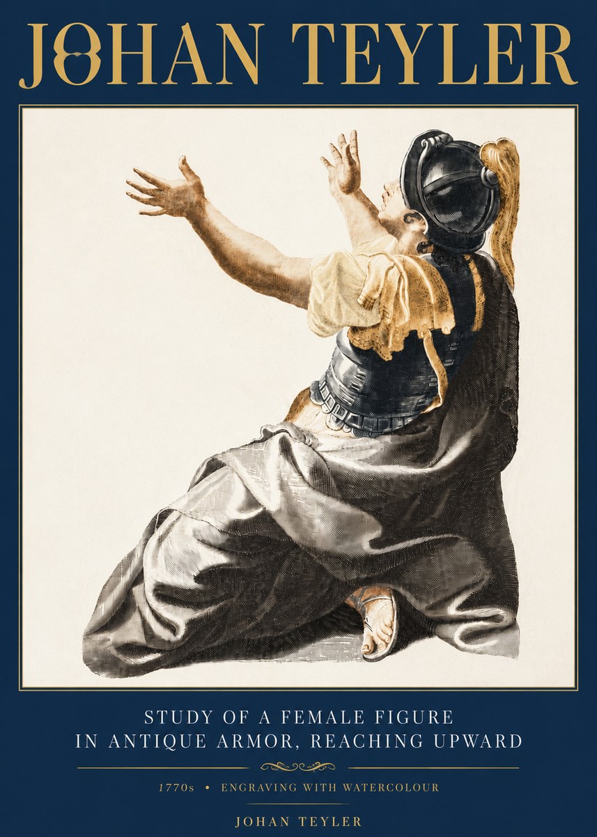 Johan Teyler Study of a Female Figure in Antique Armor, Reaching Upward No6 - Poster