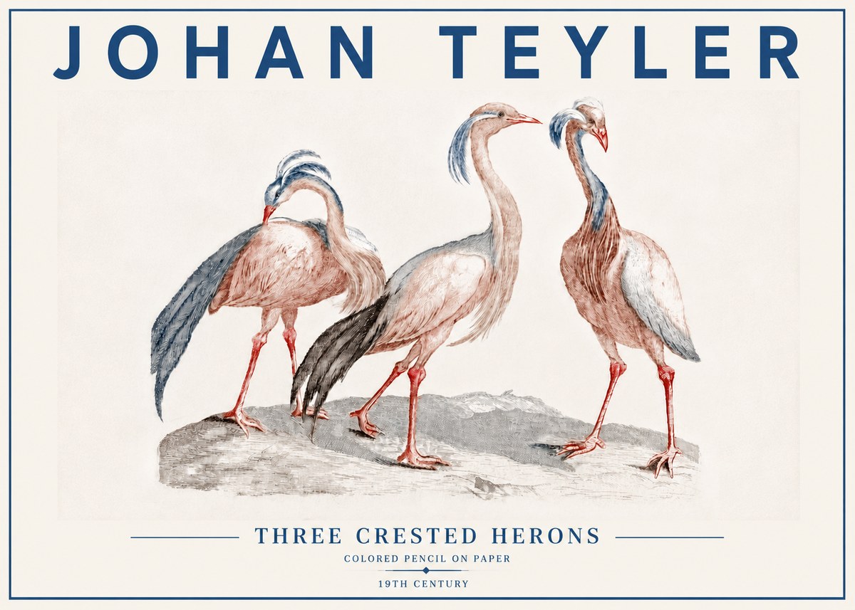 Johan Teyler Three Crested Herons No6 - Poster