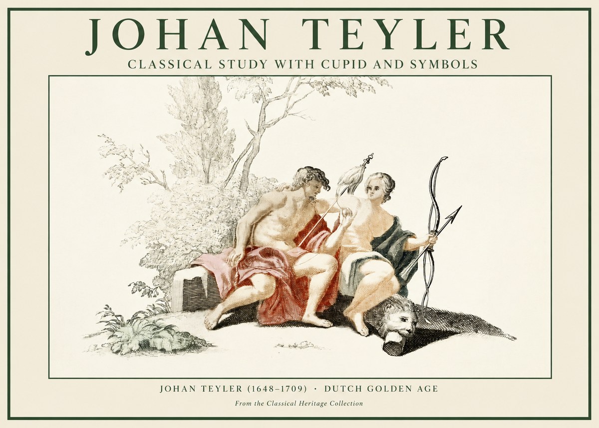 Johan Teyler Classical Study with Cupid and Symbols No1 - Poster