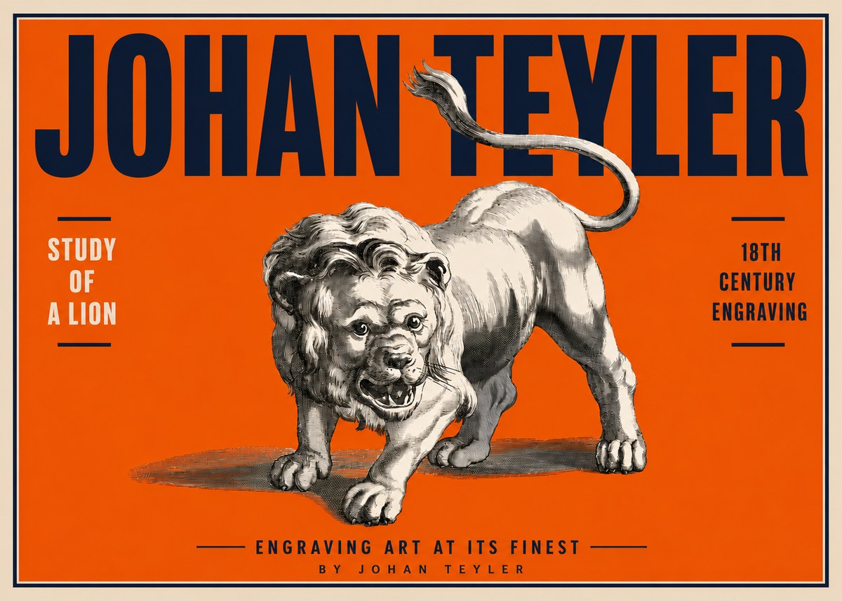 Johan Teyler Study of a Lion No4 - Poster
