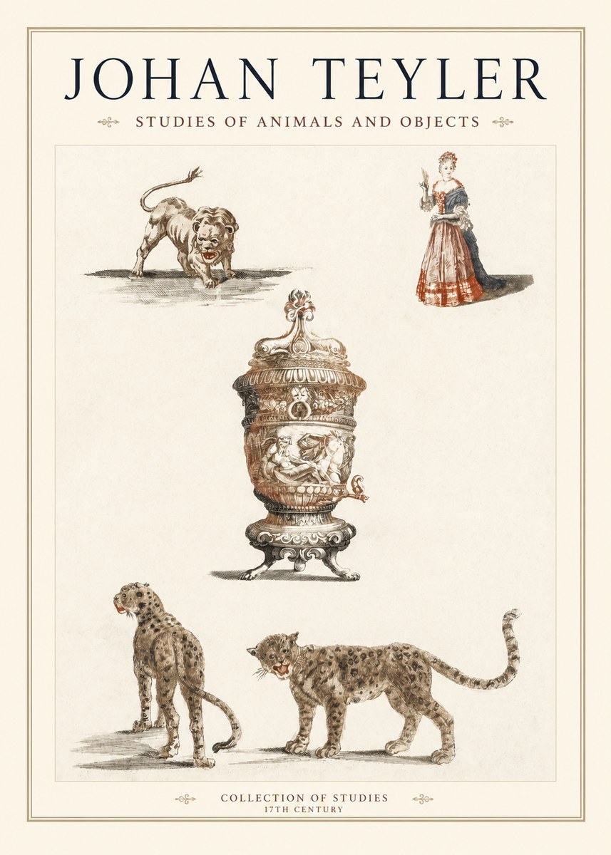 Johan Teyler Studies of Animals and Objects No1 - Poster