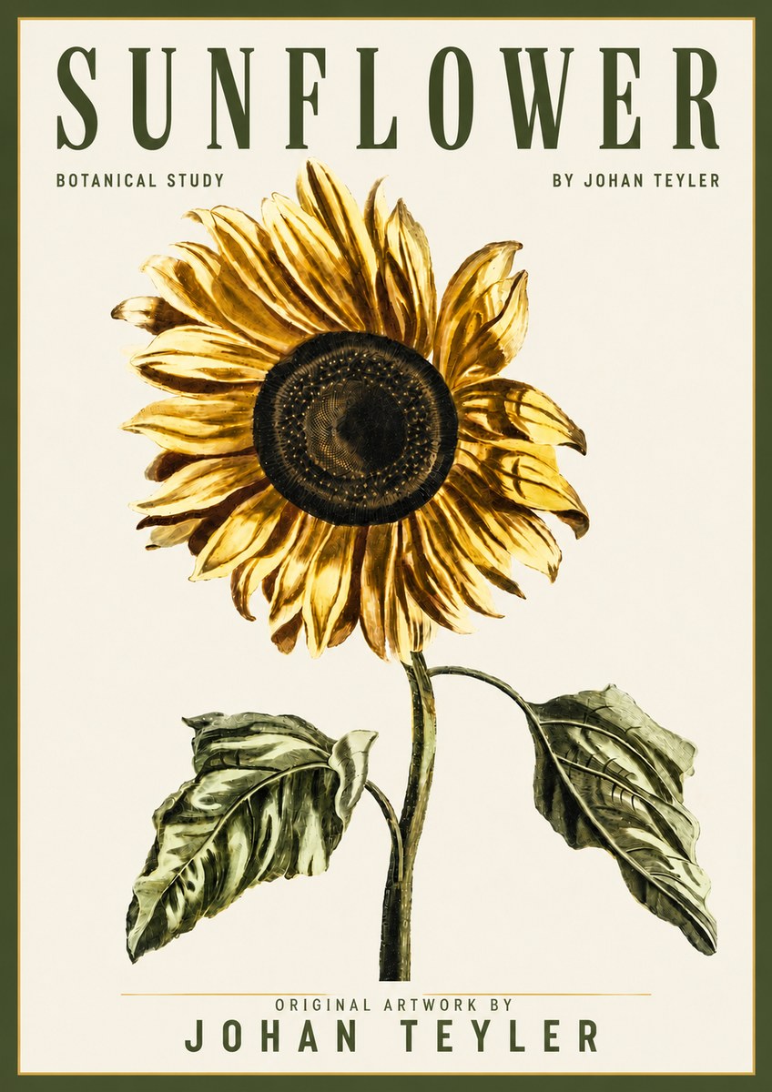 Johan Teyler Sunflower - Botanical Study No4 - Poster