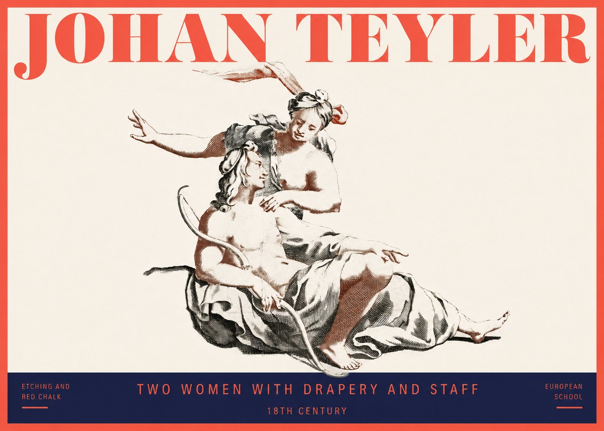 Johan Teyler Two Women with Drapery and Staff No2 - Poster