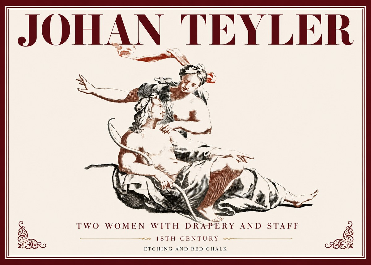 Johan Teyler Two Women with Drapery and Staff No6 - Poster