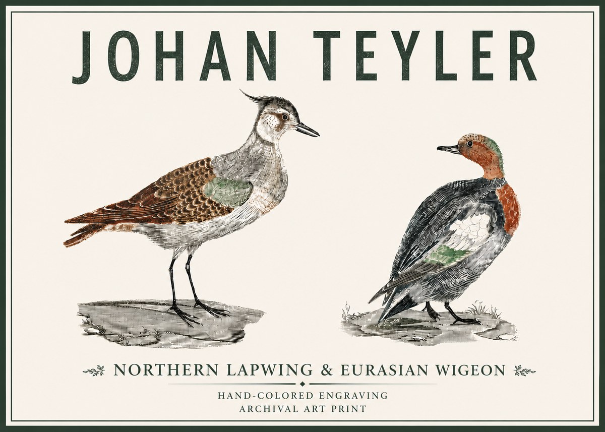 Johan Teyler Northern Lapwing & Eurasian Wigeon No5 - Poster