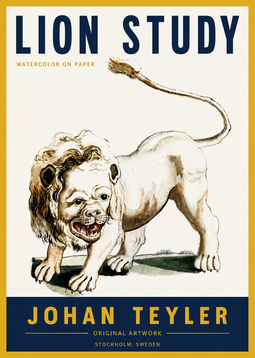 Johan Teyler Lion Study No4 - Poster