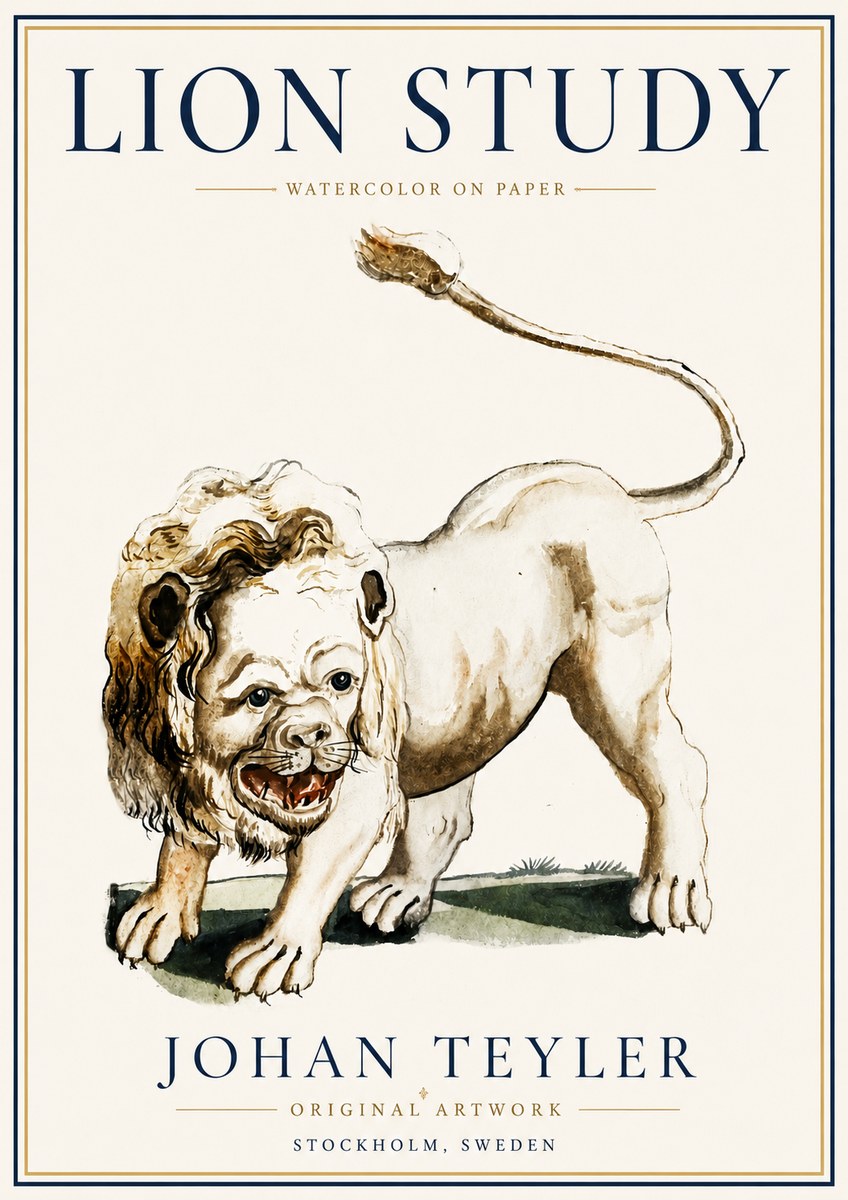 Johan Teyler Lion Study No6 - Poster