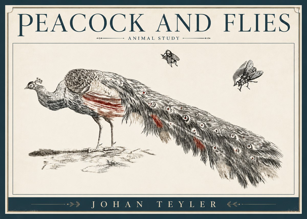 Johan Teyler Peacock and Flies - Animal Study No4 - Poster