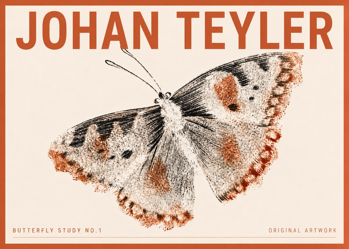 Johan Teyler Butterfly Study No.1 No4 - Poster