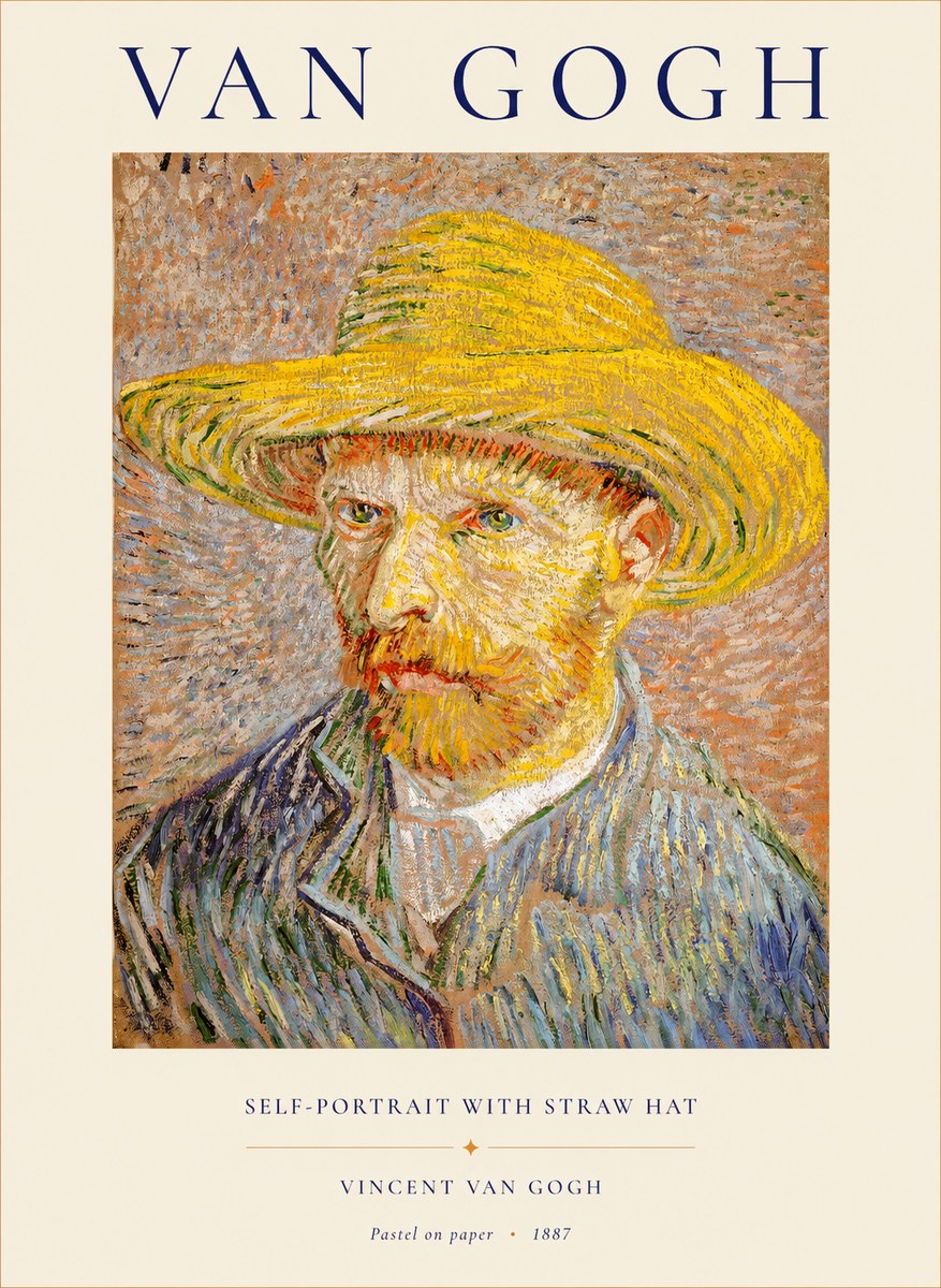 Van Gogh Self-portrait with Straw Hat I No1 - Poster