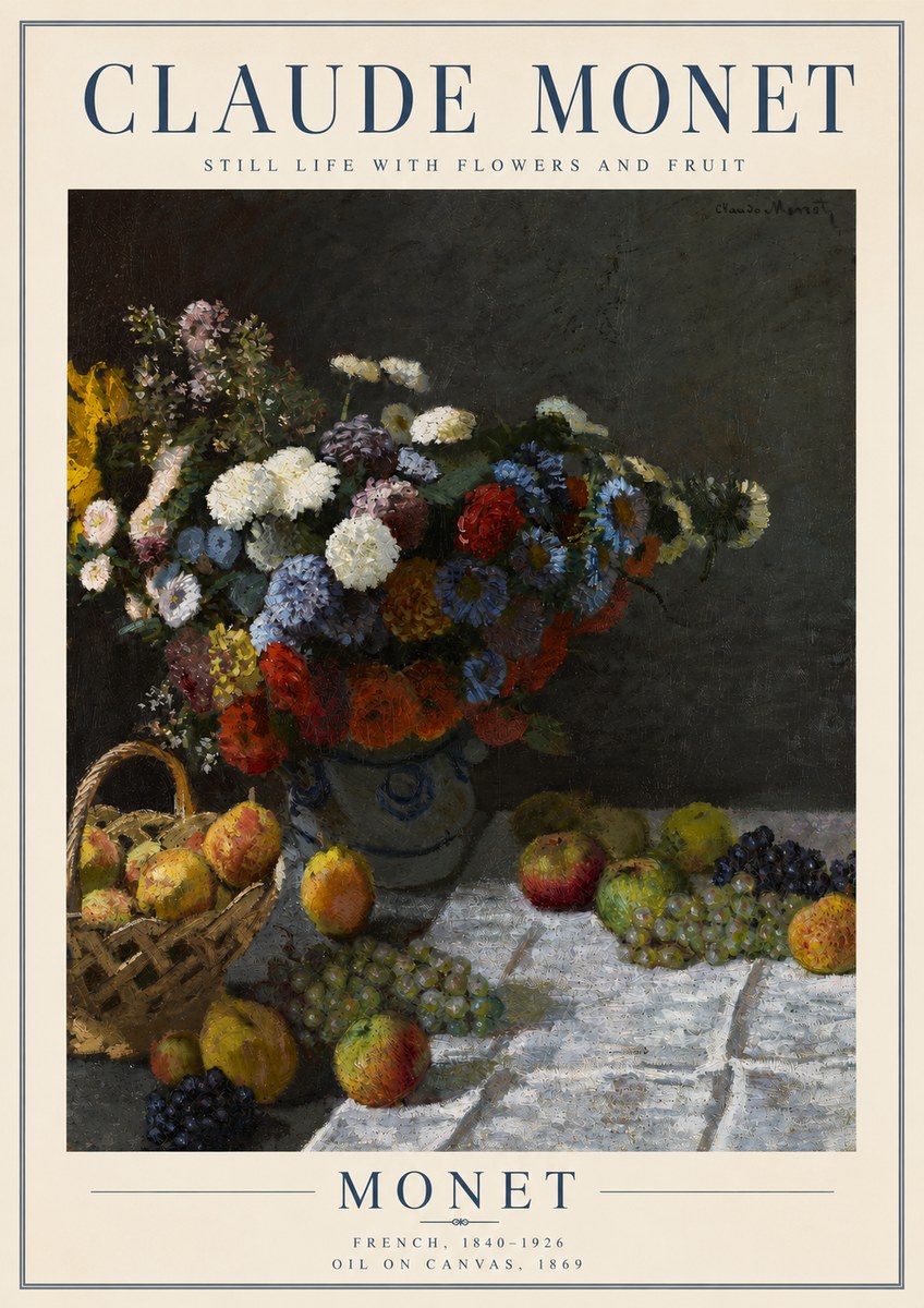 Monet Still Life with Flowers and Fruit No3 - Poster