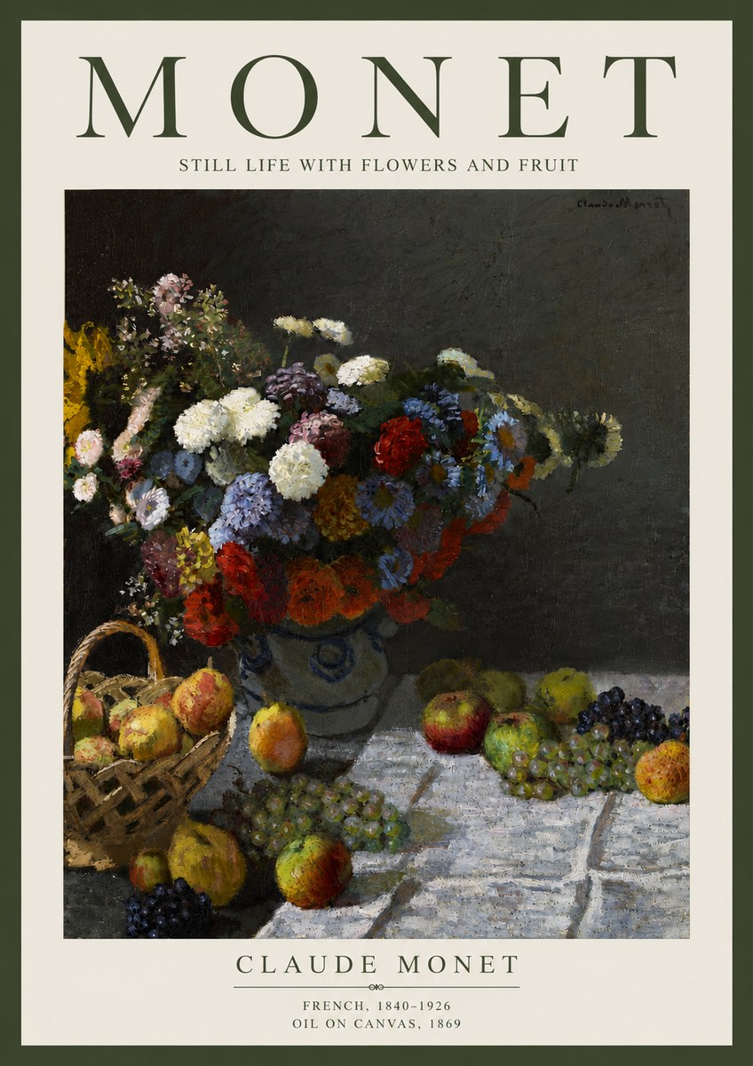Monet Still Life with Flowers and Fruit No4 - Poster
