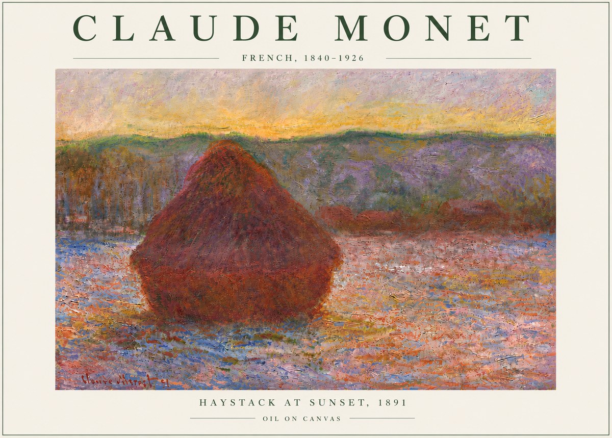 Monet Haystack at Sunset, 1891 No6 - Poster