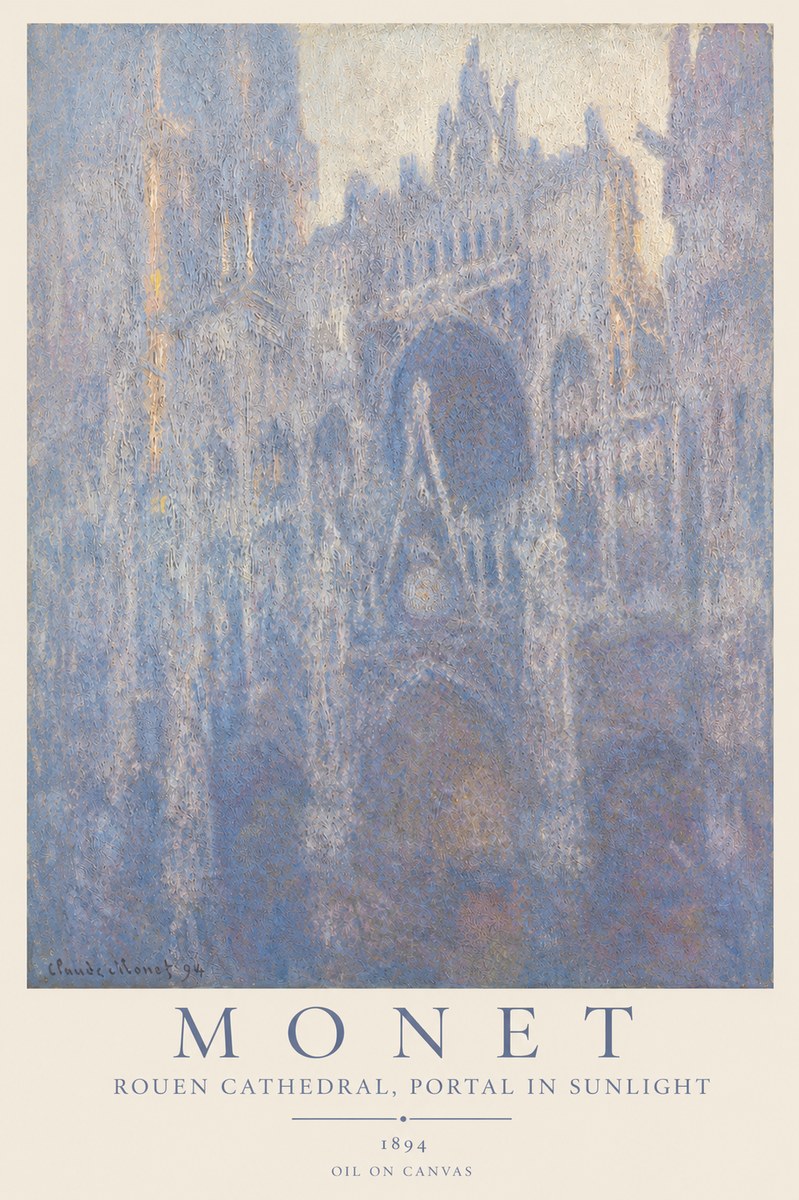 Monet Rouen Cathedral, Portal in Sunlight No3 - Poster