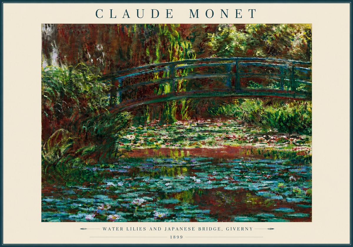 Monet Water Lilies and Japanese Bridge, Giverny No6 - Poster