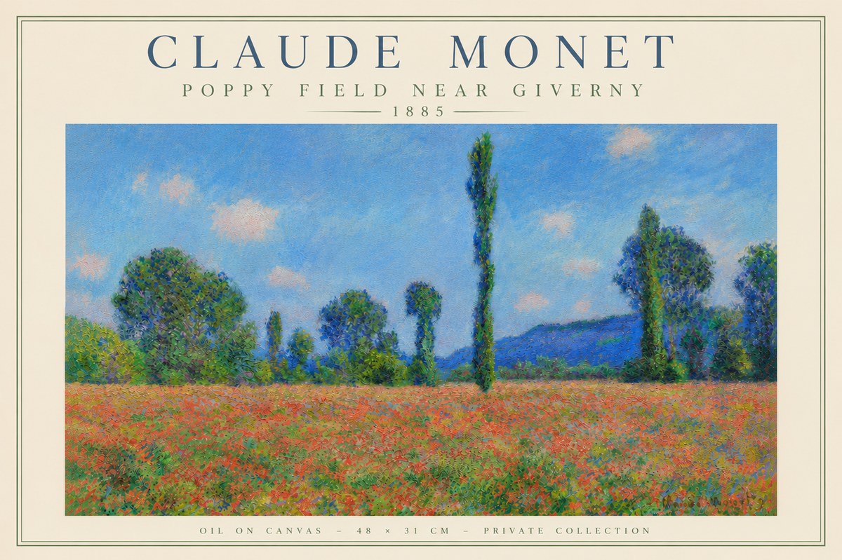 Monet Poppy Field Near Giverny No6 - Poster