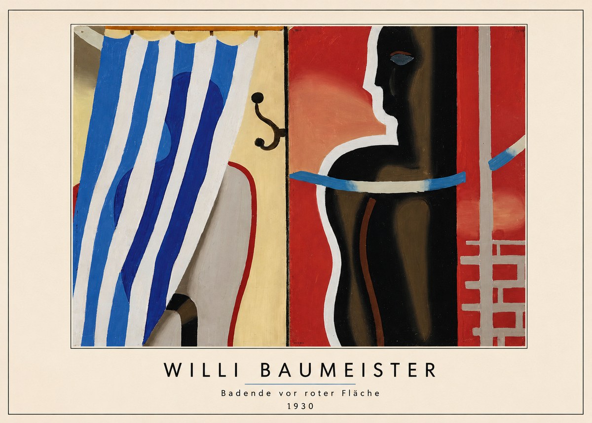 Willi Baumeister Badende Vor Roter Fläche No3 - Poster
