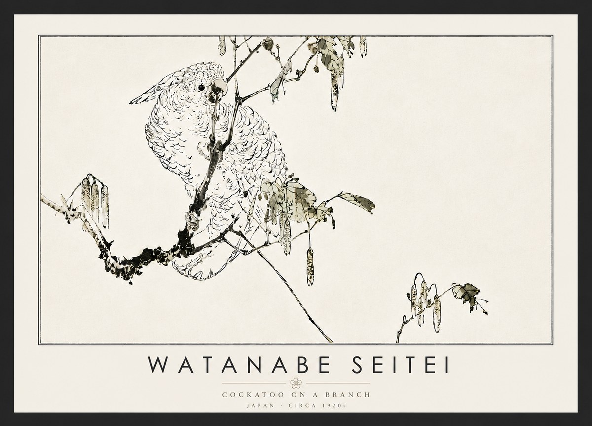 Watanabe Seitei Cockatoo on a Branch No6 - Poster