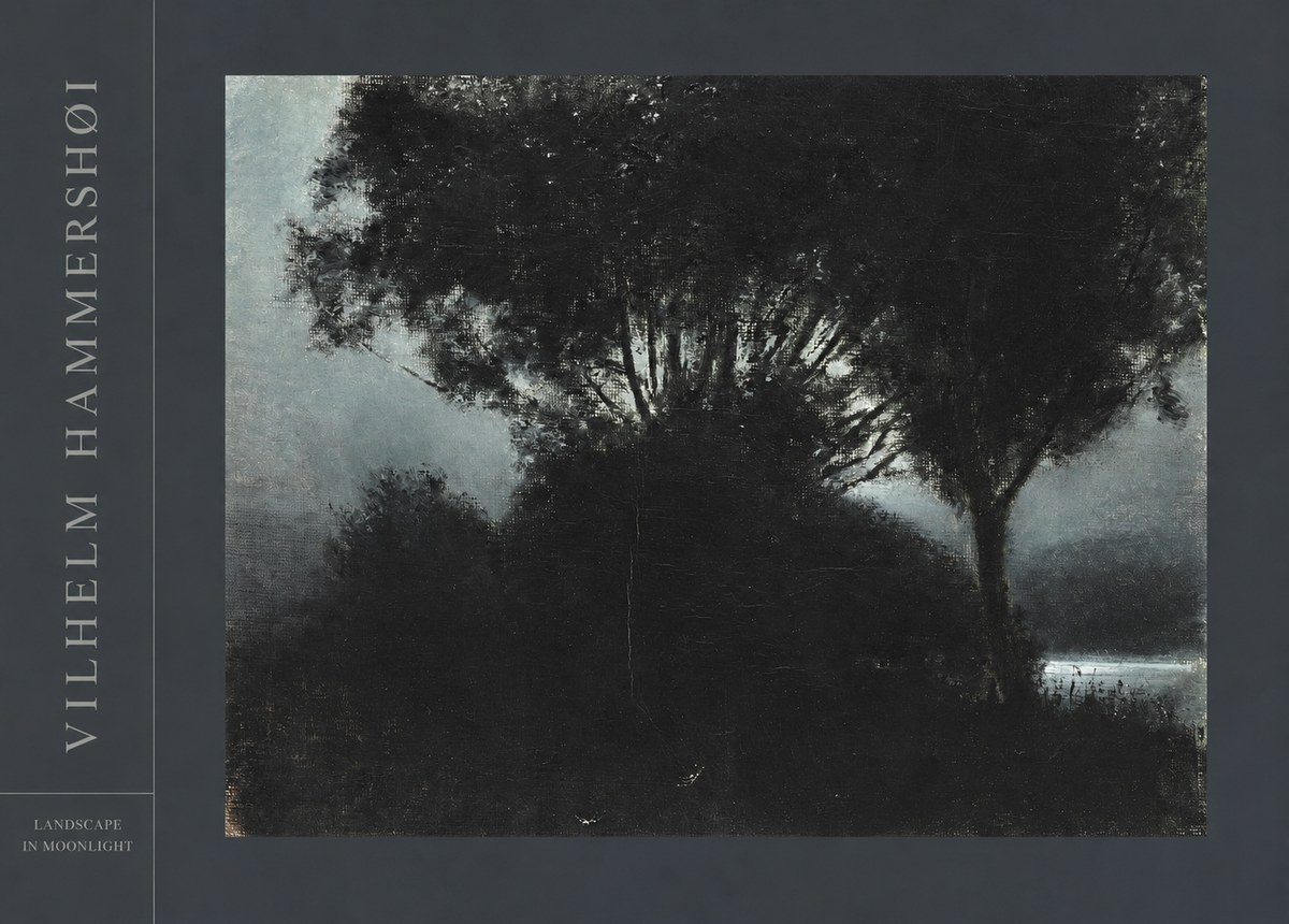 Vilhelm Hammershøi Landscape in Moonlight No4 - Poster